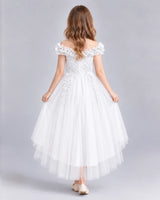 White Ball Gown Girls Formal Dresses Back