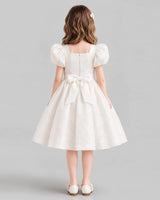Ivory A-line Junior Bridesmaid Dresses Back