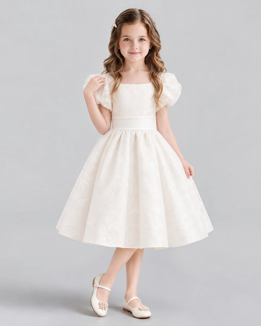 Ivory A-line Junior Bridesmaid Dresses Front