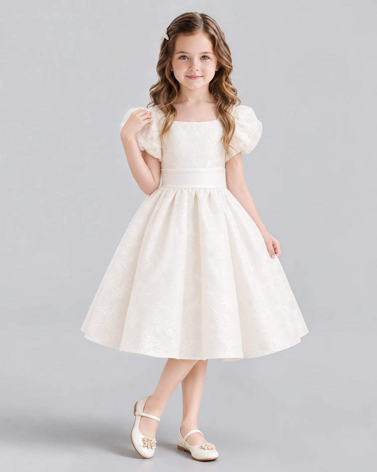 Ivory A-line Junior Bridesmaid Dresses Front