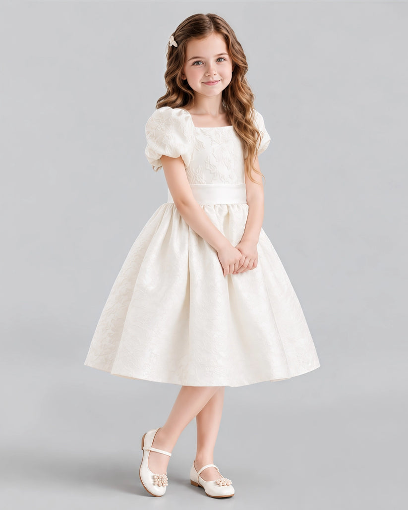 Ivory A-line Junior Bridesmaid Dresses Side