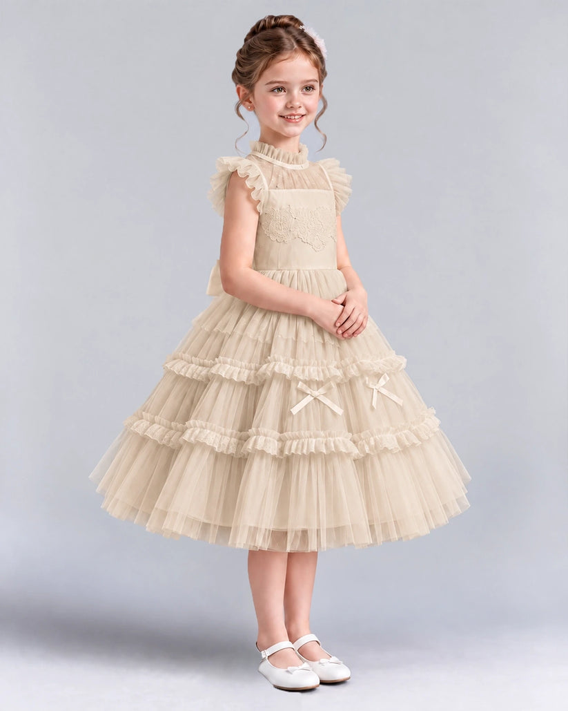 Champagne Ball Gown Flower Girl Dresses Side