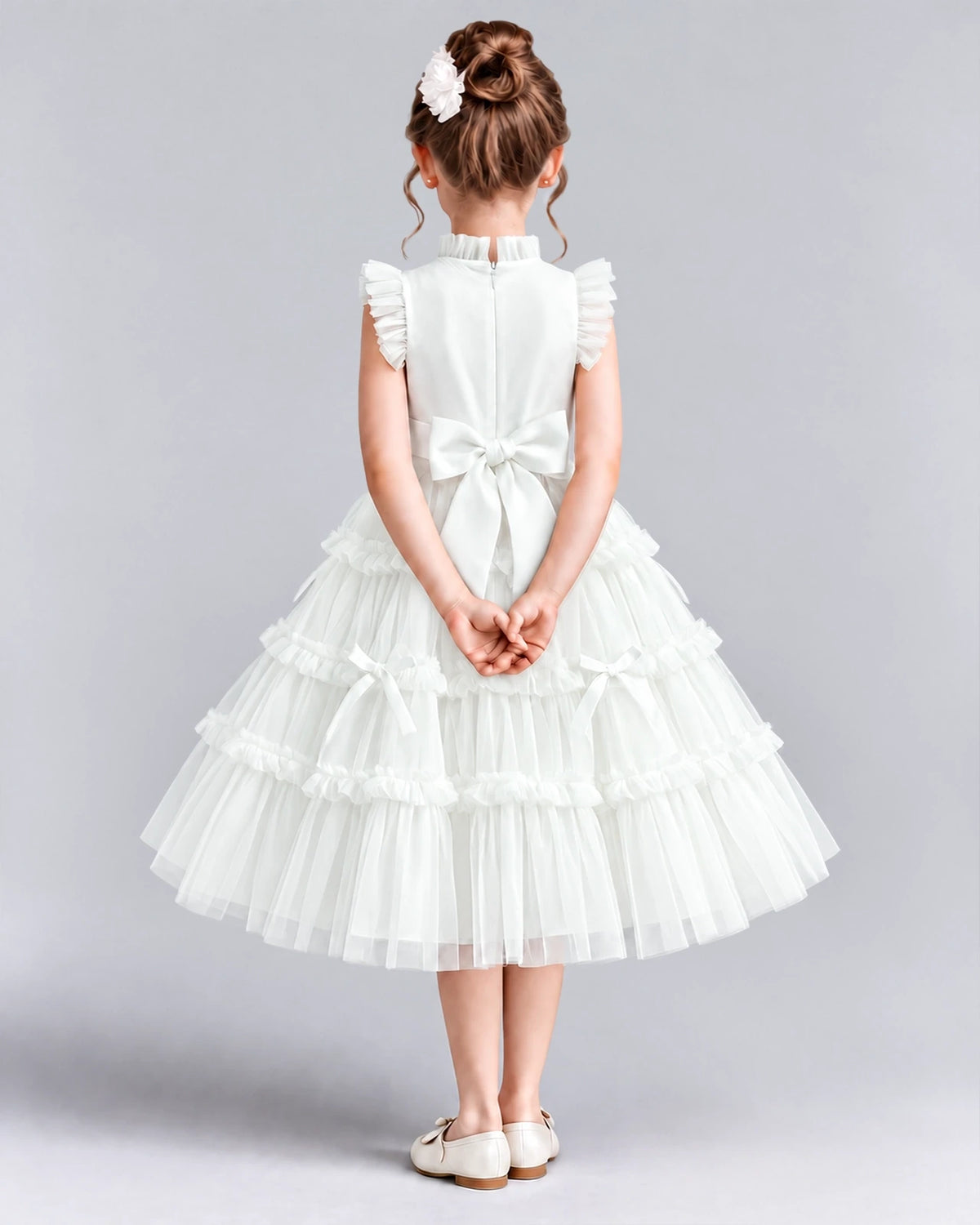 Ivory Ball Gown Flower Girl Dresses Back