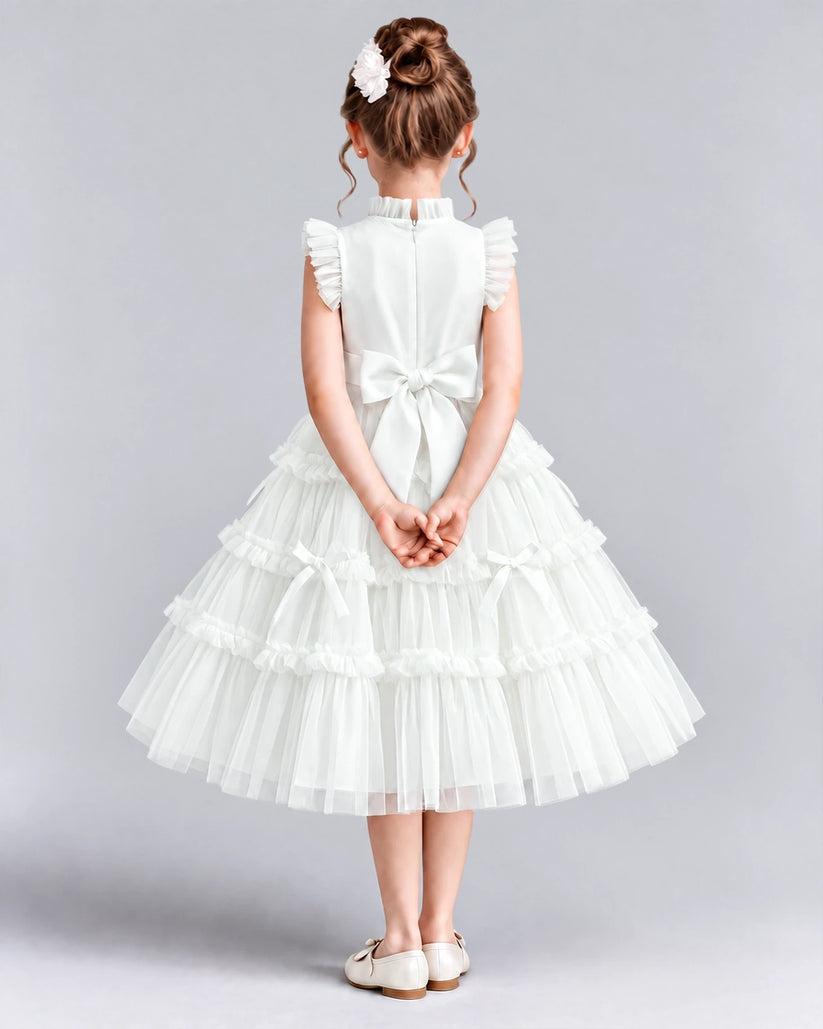 Ivory Ball Gown Flower Girl Dresses Back