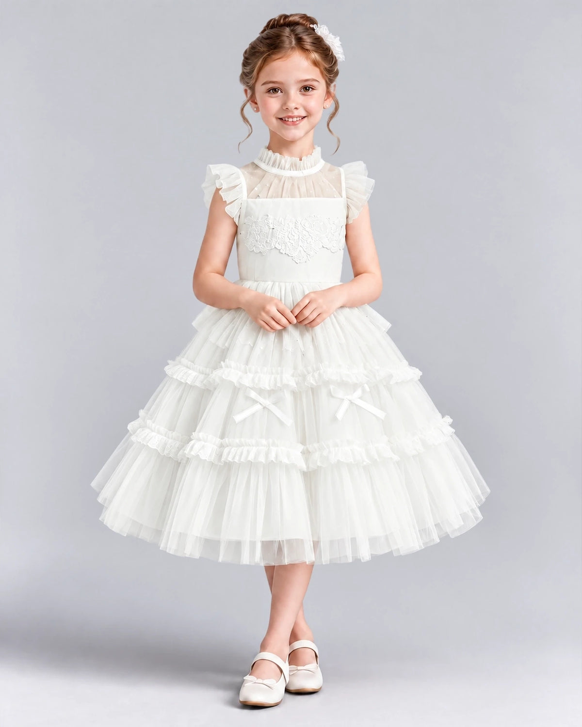 Ivory Ball Gown Flower Girl Dresses Front
