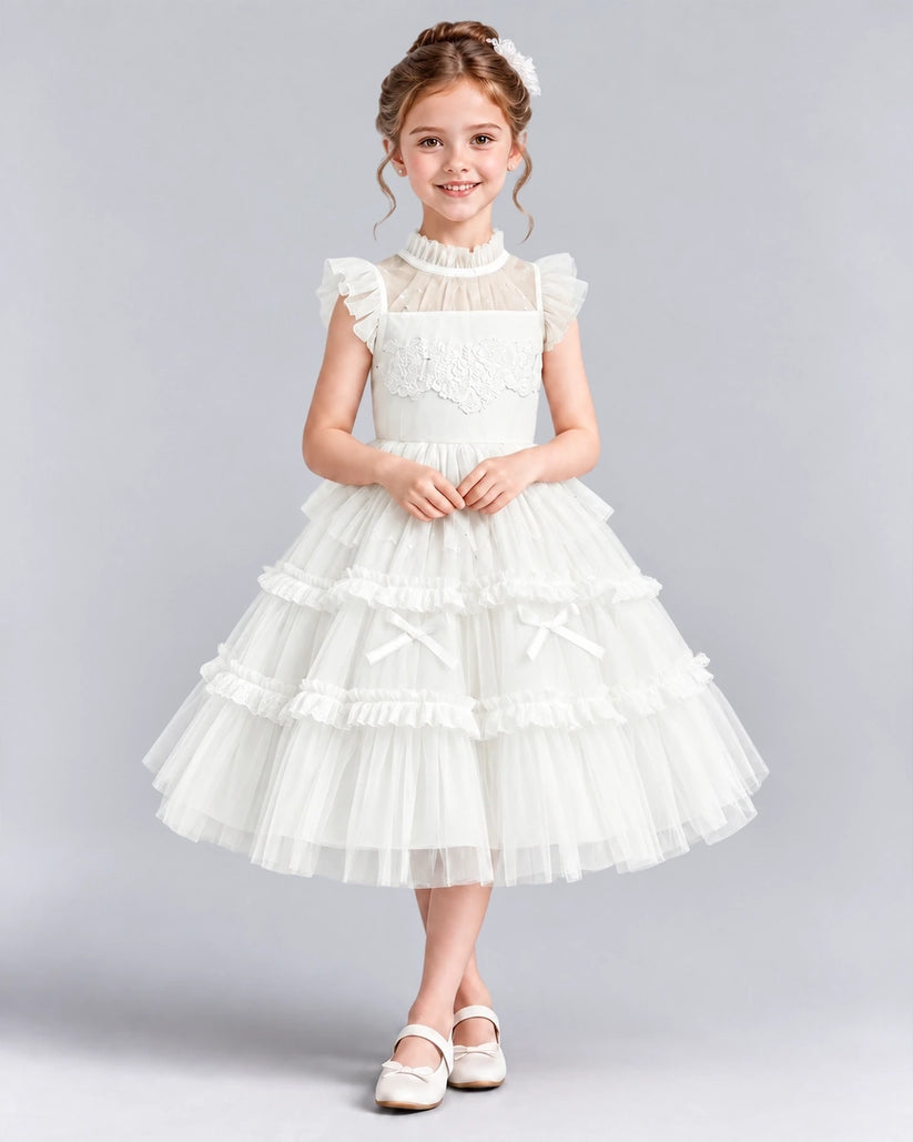 Ivory Ball Gown Flower Girl Dresses Front