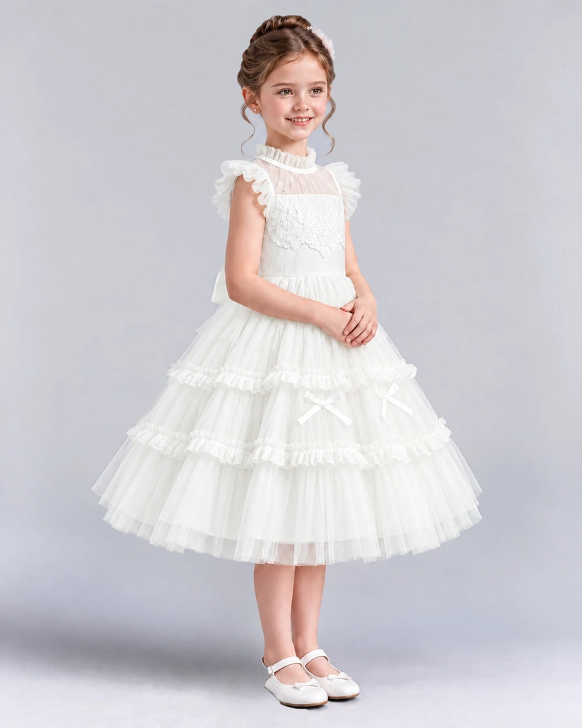 Ivory Ball Gown Flower Girl Dresses Side