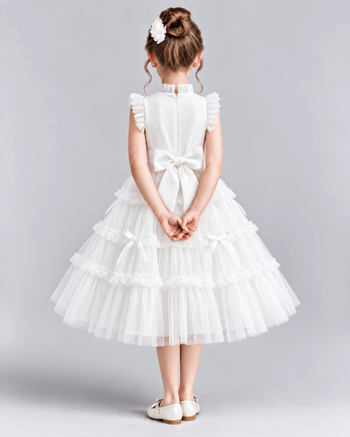 White Ball Gown Flower Girl Dresses Back