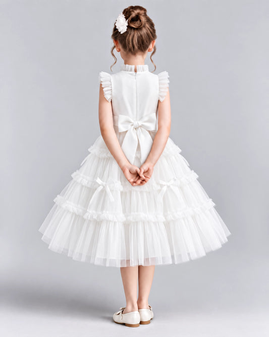 White Ball Gown Flower Girl Dresses Back