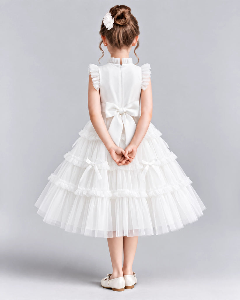 White Ball Gown Flower Girl Dresses Back