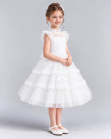White Ball Gown Flower Girl Dresses Side