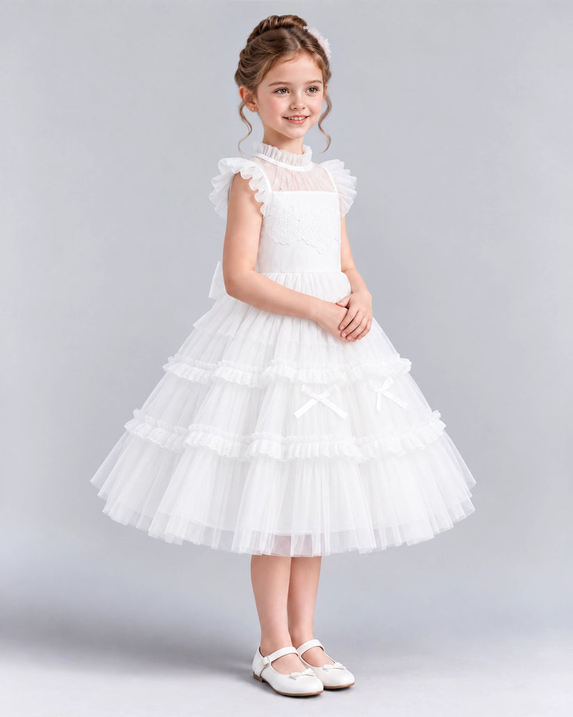 White Ball Gown Flower Girl Dresses Side