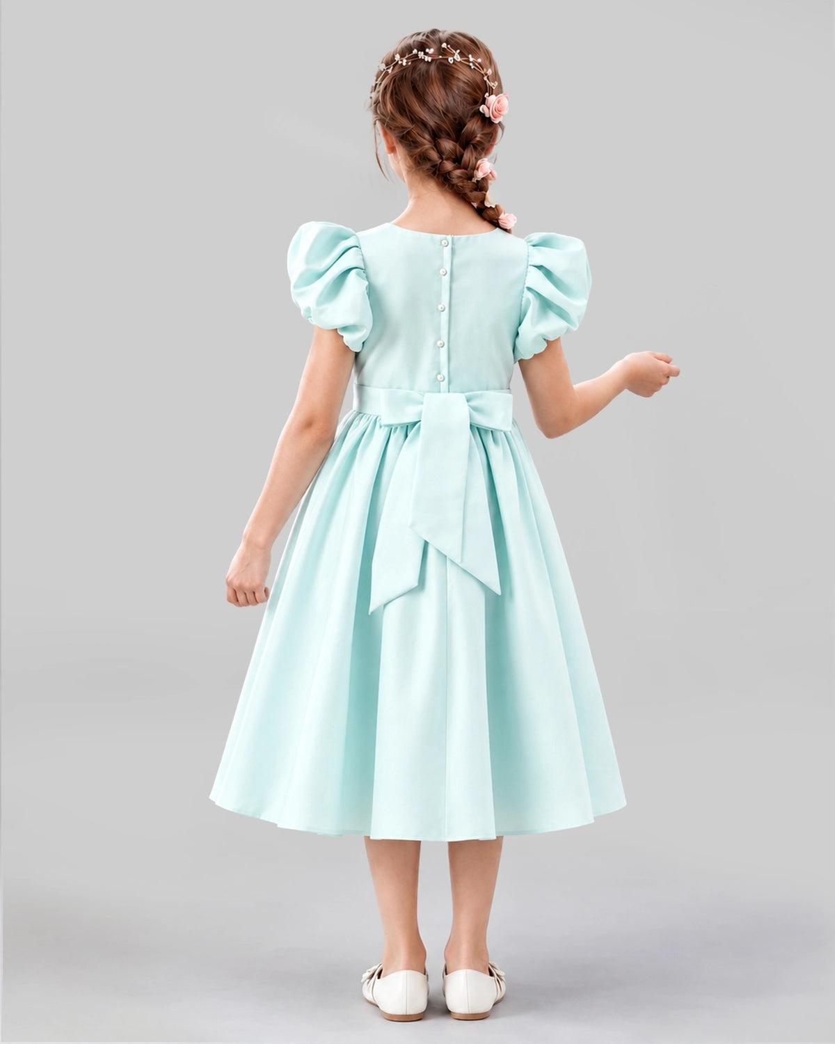 Baby Blue A-line Girls Formal Dresses Back