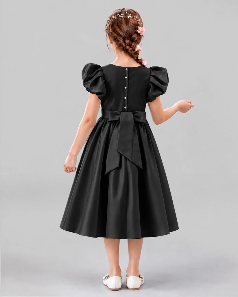 Black A-line Girls Formal Dresses Back