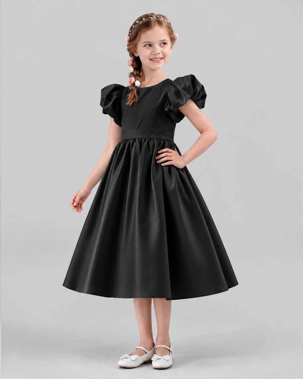 Black A-line Girls Formal Dresses Side