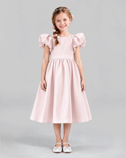 Blush Pink A-line Girls Formal Dresses Front