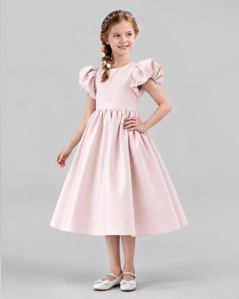 Blush Pink A-line Girls Formal Dresses Side