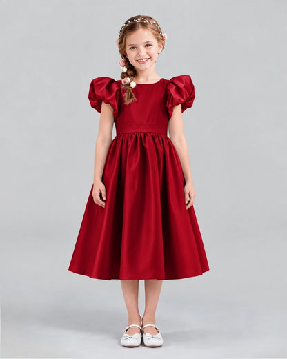 Burgundy A-line Girls Formal Dresses Front