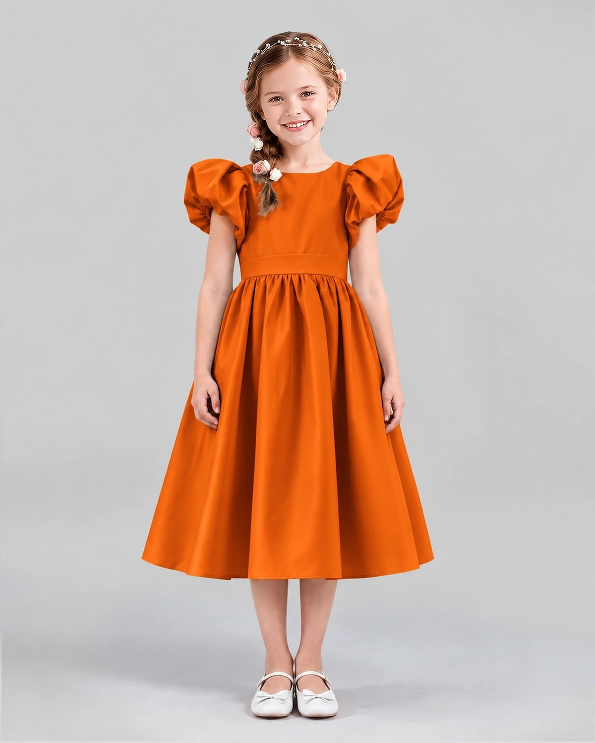 Burnt Orange A-line Girls Formal Dresses Front