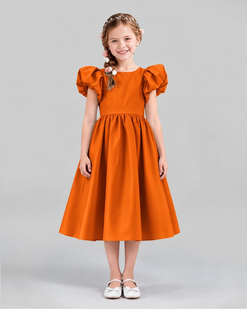 Burnt Orange A-line Girls Formal Dresses Front