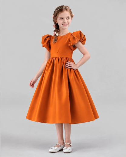 Burnt Orange A-line Girls Formal Dresses Side