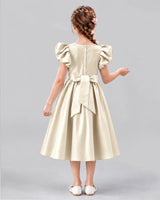 Champagne A-line Girls Formal Dresses Back