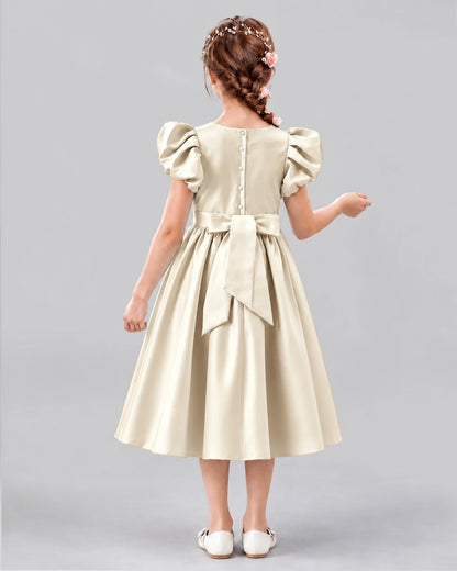 Champagne A-line Girls Formal Dresses Back