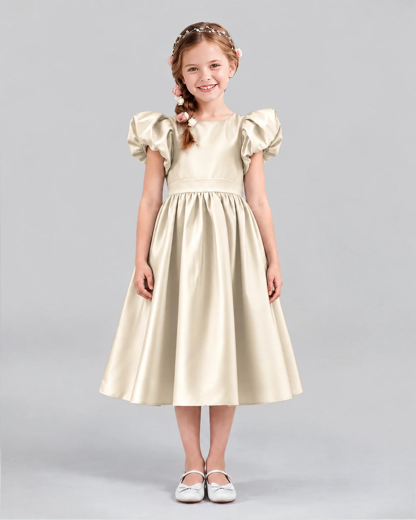 Champagne A-line Girls Formal Dresses Front