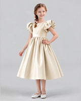 Champagne A-line Girls Formal Dresses Side