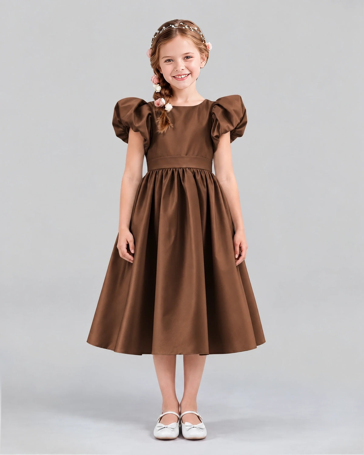 Chocolate A-line Girls Formal Dresses Front
