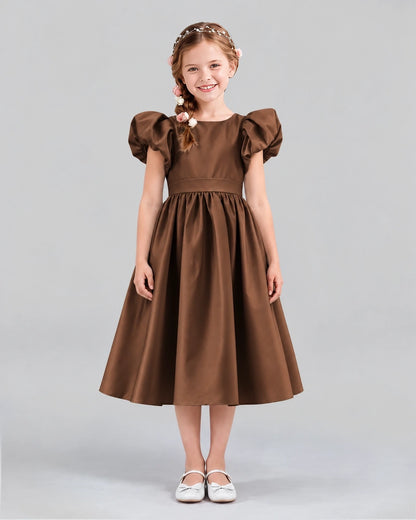 Chocolate A-line Girls Formal Dresses Front