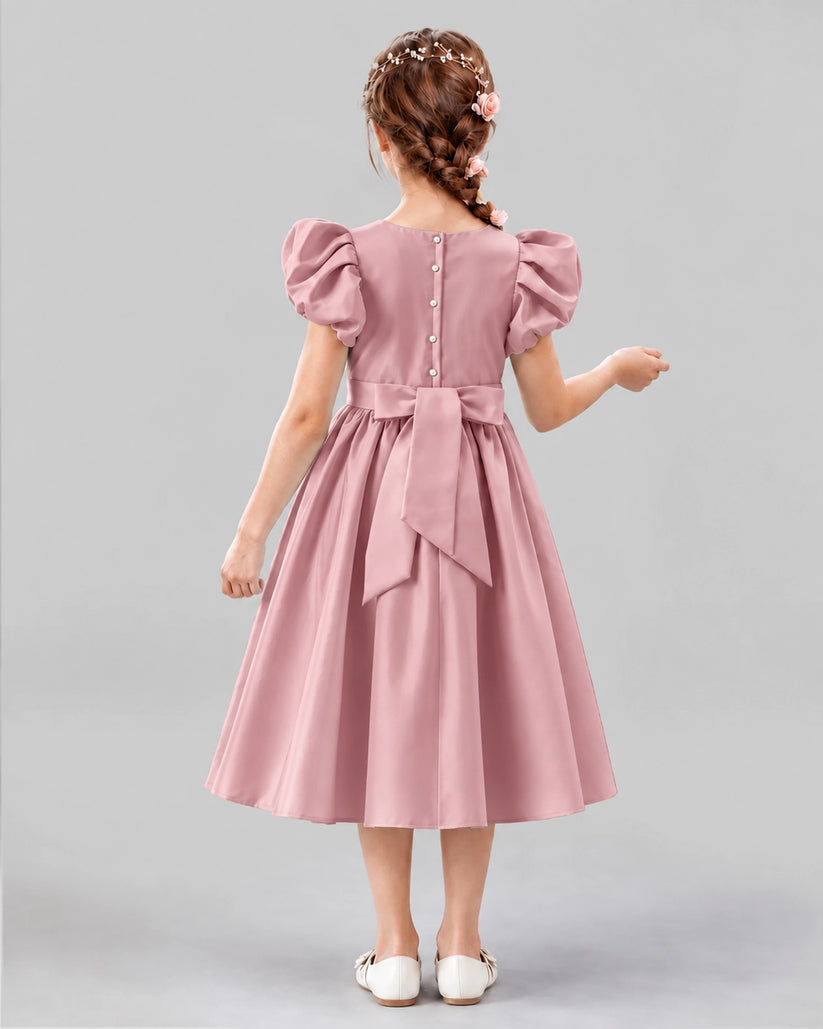 Dusty Rose A-line Girls Formal Dresses Back