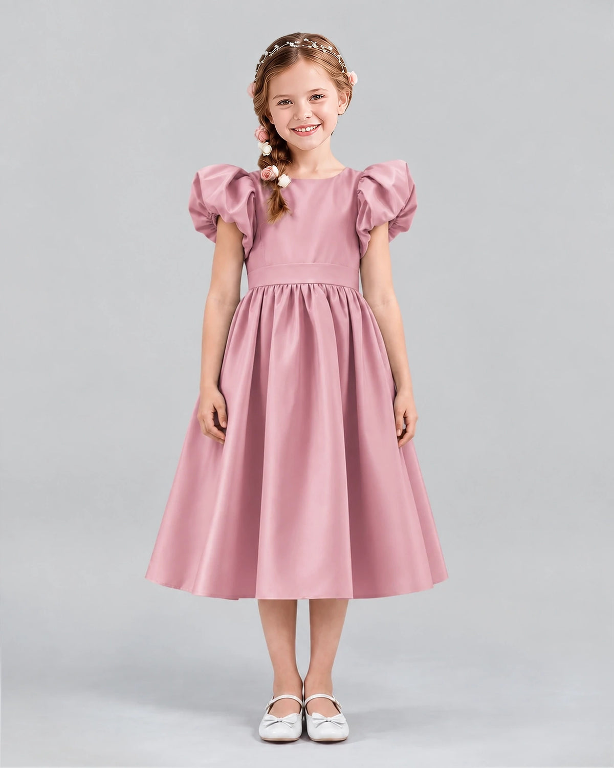 Dusty Rose A-line Girls Formal Dresses Front
