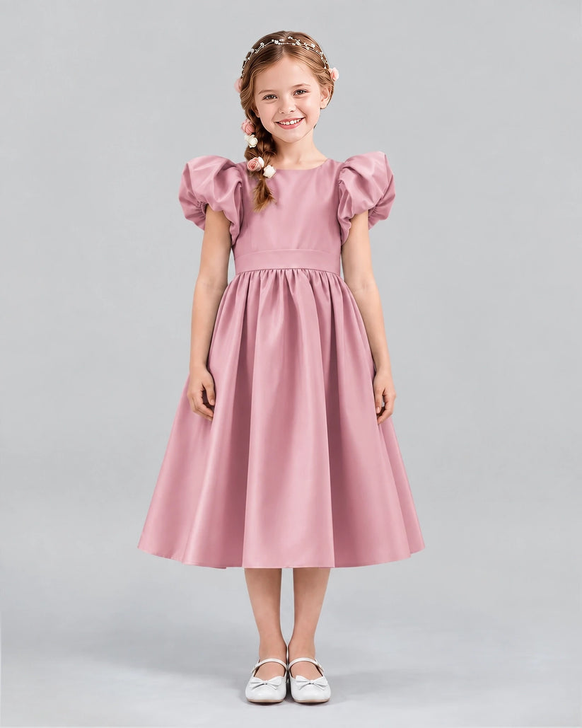 Dusty Rose A-line Girls Formal Dresses Front