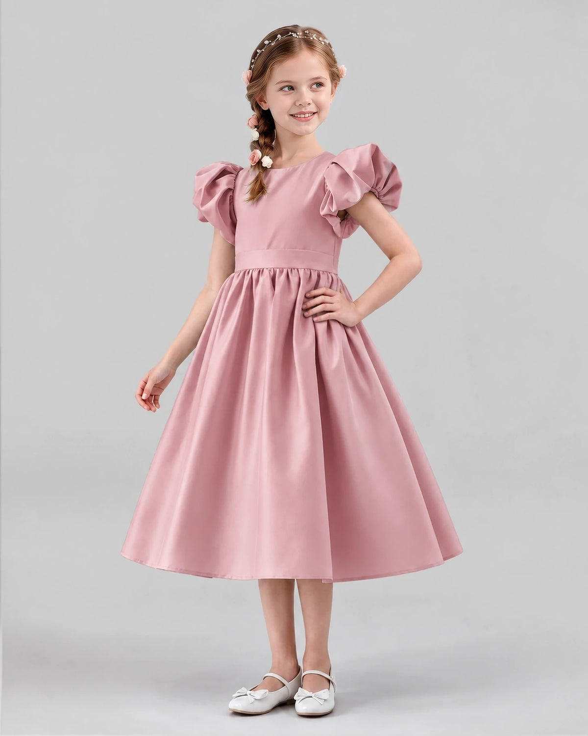 Dusty Rose A-line Girls Formal Dresses Side
