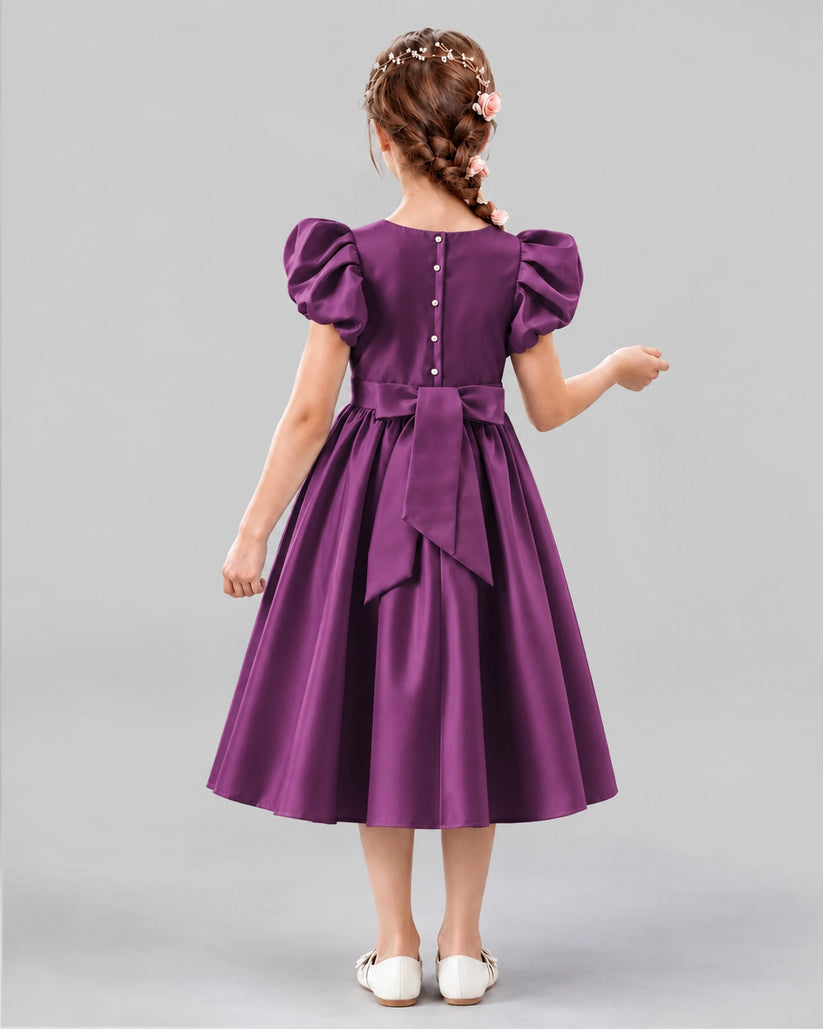 Grape A-line Girls Formal Dresses Back