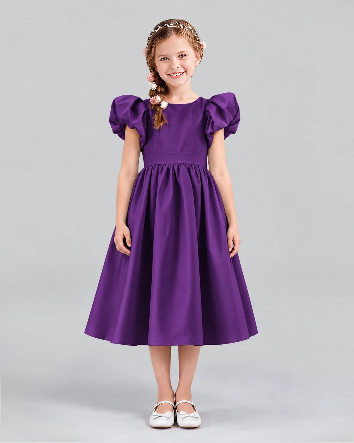 Grape A-line Girls Formal Dresses Front