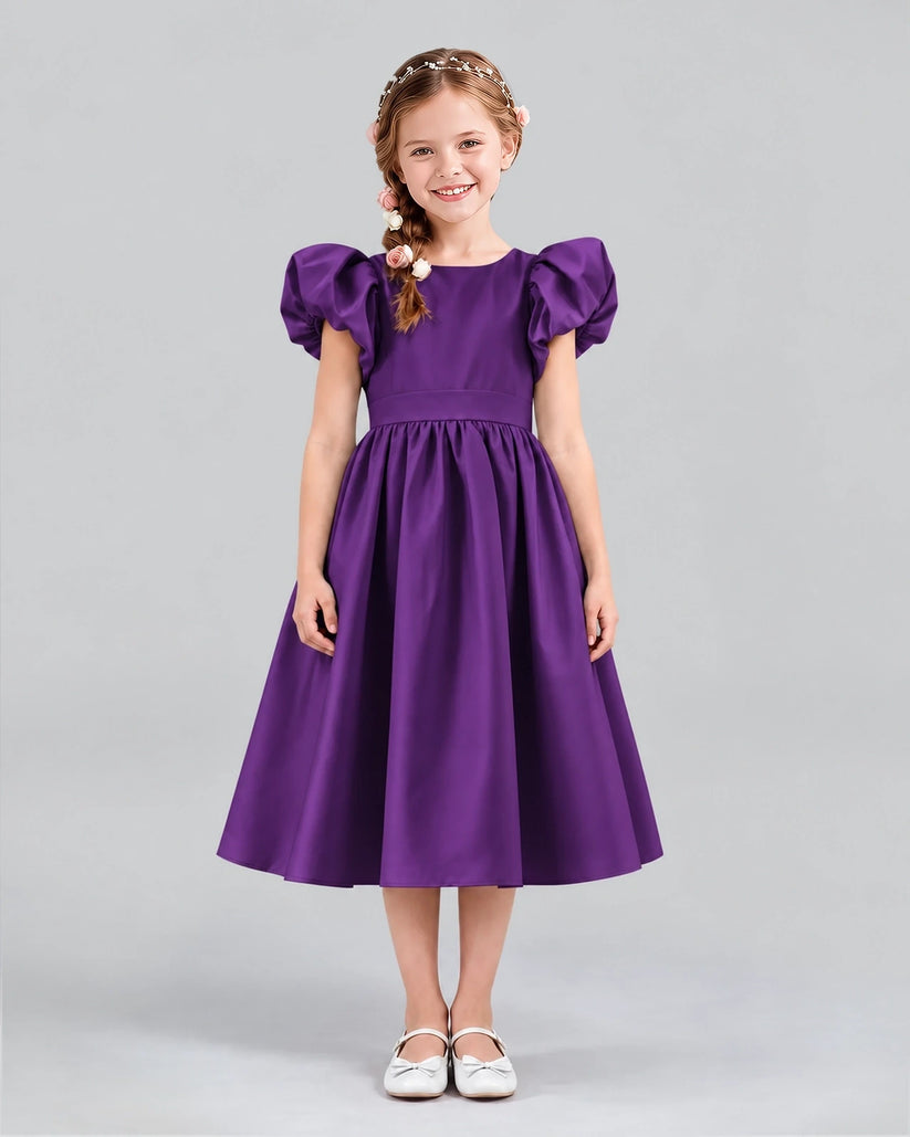 Grape A-line Girls Formal Dresses Front