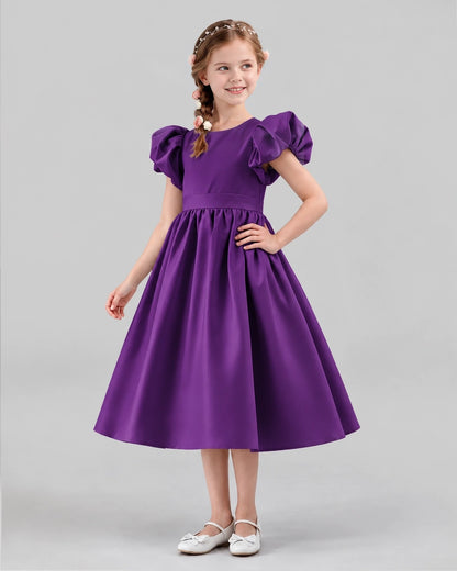 Grape A-line Girls Formal Dresses Side