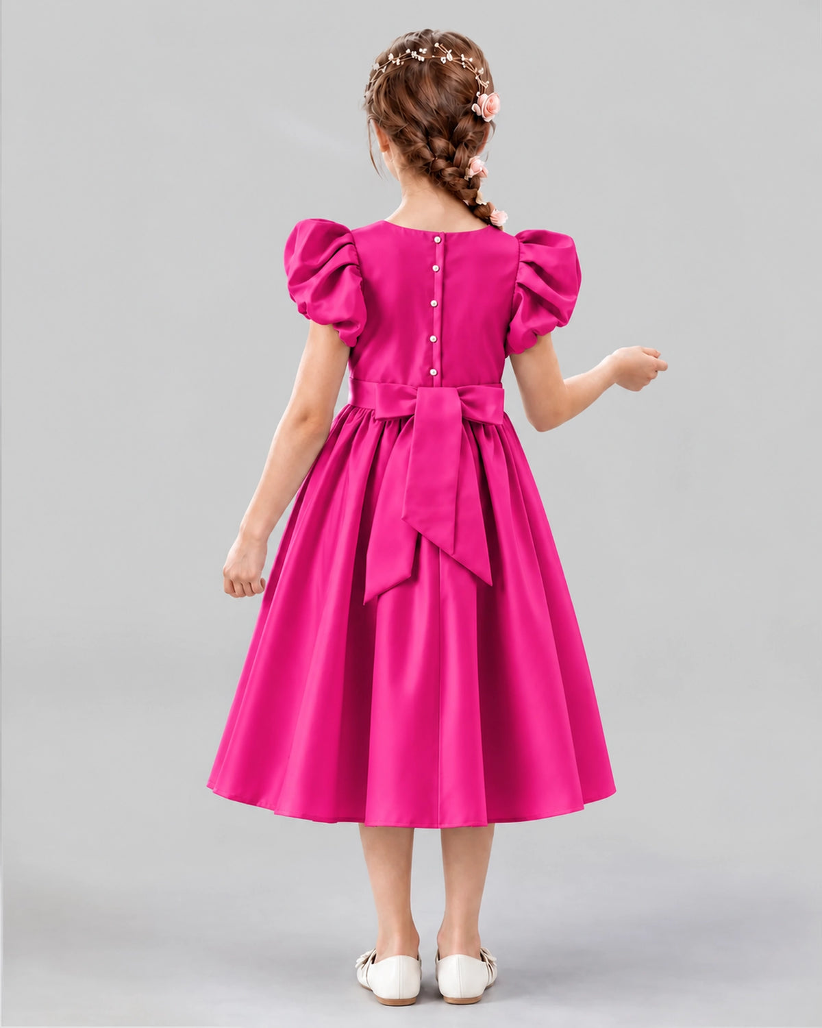 Hot Pink A-line Girls Formal Dresses Back