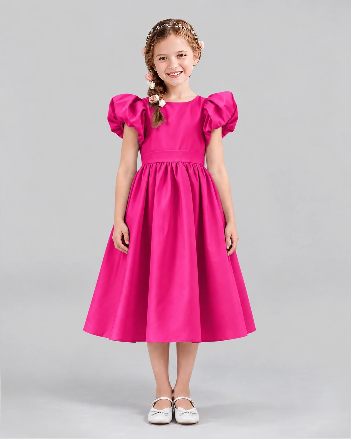 Hot Pink A-line Girls Formal Dresses Front