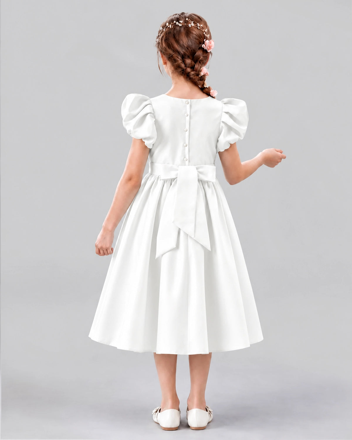 Ivory A-line Girls Formal Dresses Back