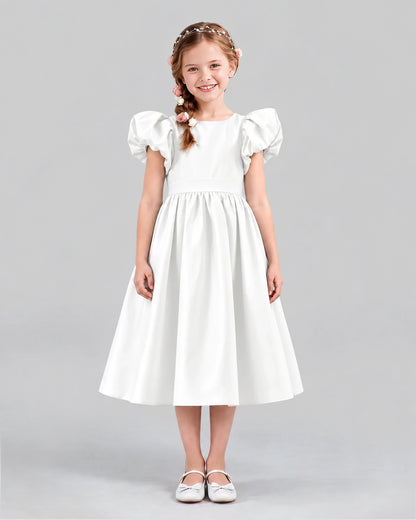 Ivory A-line Girls Formal Dresses Front
