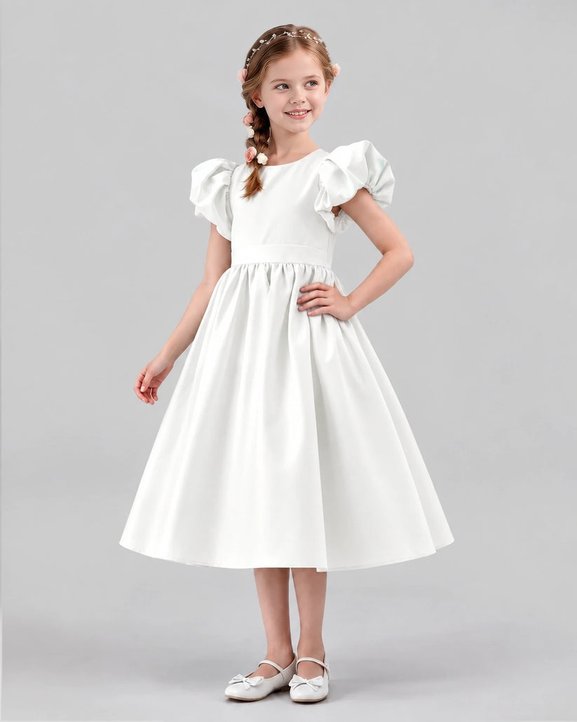 Ivory A-line Girls Formal Dresses Side