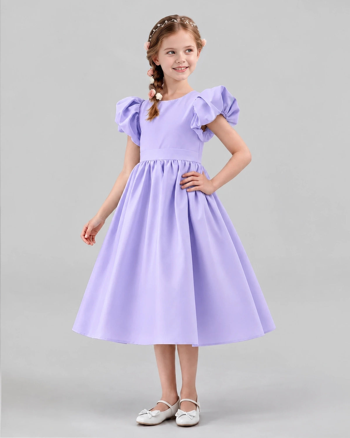 Lavender A-line Girls Formal Dresses Side