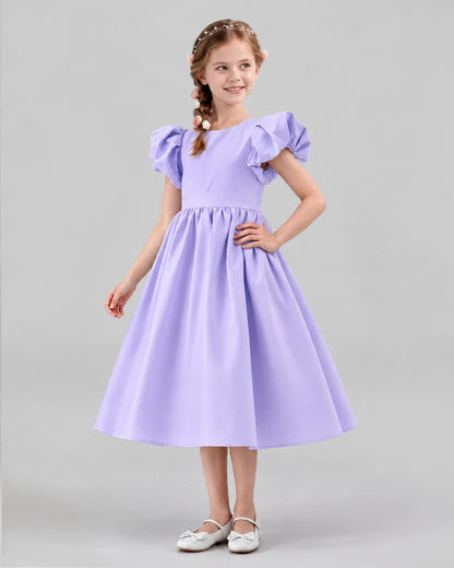 Lavender A-line Girls Formal Dresses Side