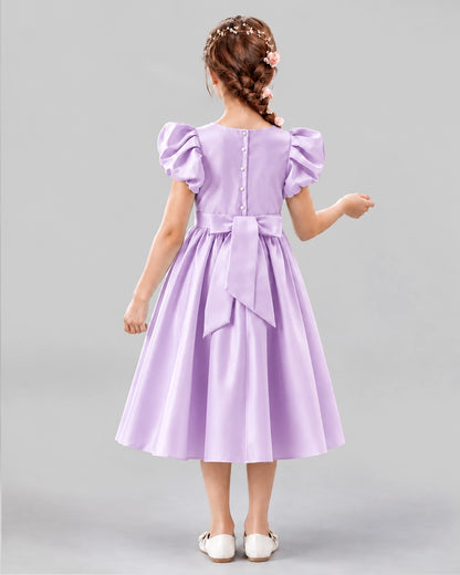 Lilac A-line Girls Formal Dresses Back