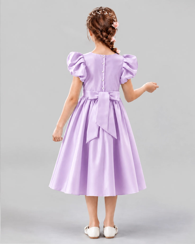 Lilac A-line Girls Formal Dresses Back