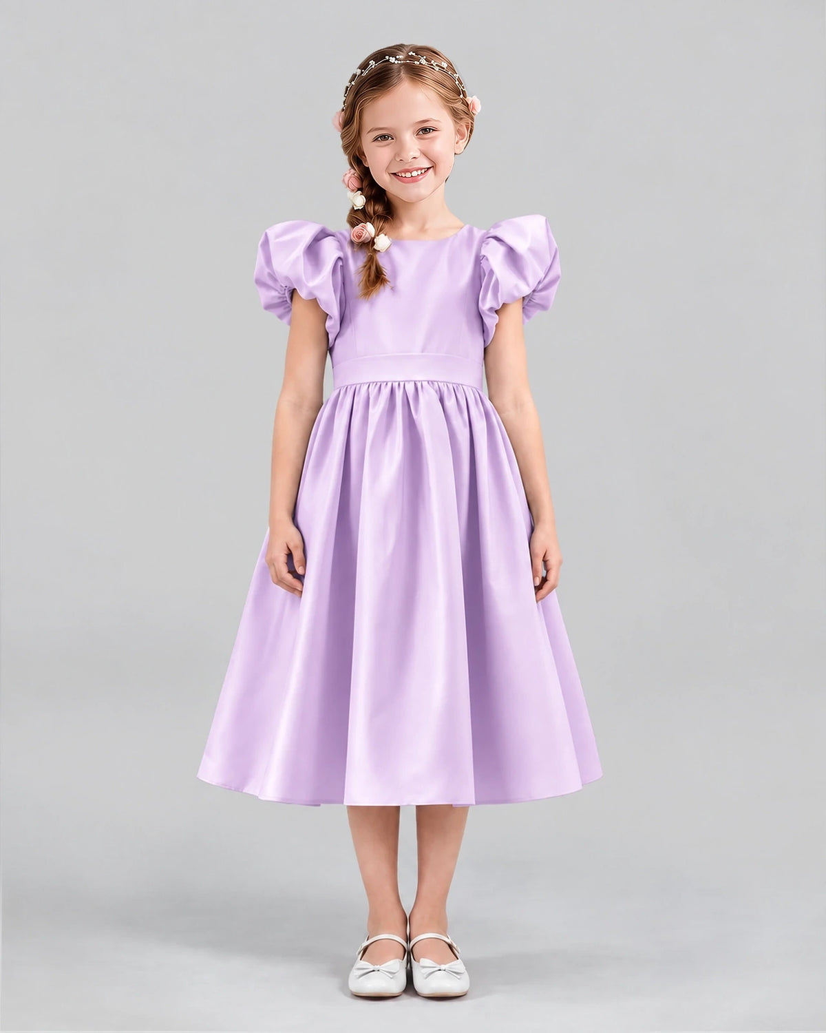 Lilac A-line Girls Formal Dresses Front