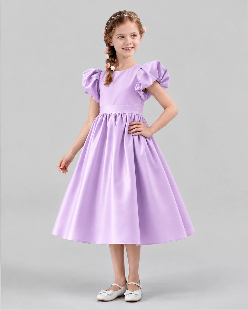 Lilac A-line Girls Formal Dresses Side